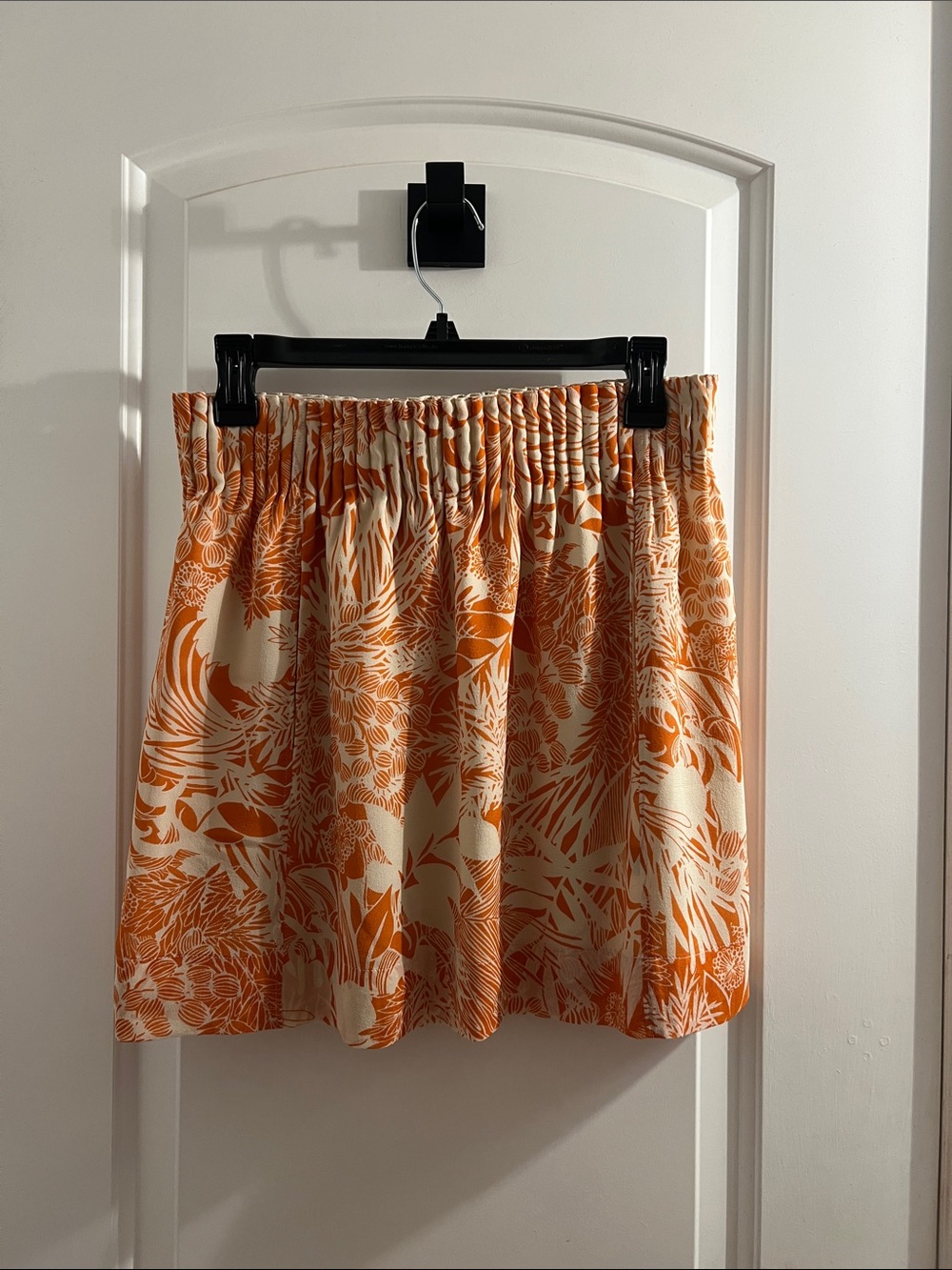 Club Monaco Orange and Cream Tropical Mini Skirt